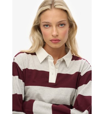 Superdry Polo Stripe Rugby gris, burdeos