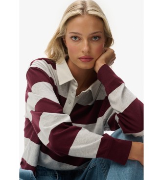 Superdry Polo Stripe Rugby gris, burdeos