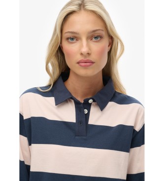 Superdry Stripe Rugby pink polo shirt