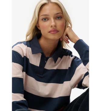 Superdry Stripe Rugby pink polo shirt