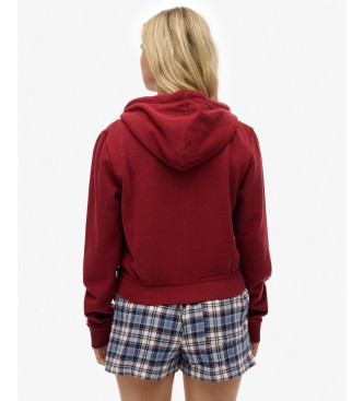 Superdry Felpa sportiva rilassata corta, bordeaux