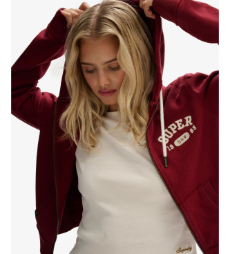 Superdry Felpa sportiva rilassata corta, bordeaux