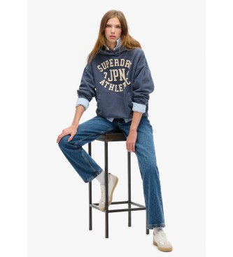 Superdry Athletic Essentials oversized sweatshirt med htte navy