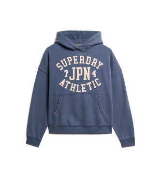 Superdry Athletic Essentials verdimensionerad sweatshirt med huva marinbl