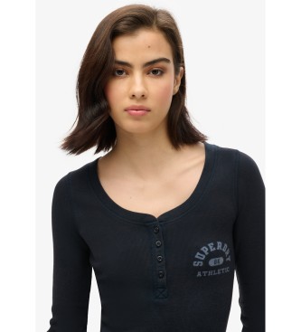 Superdry Top Athletic Button Down Ls navy