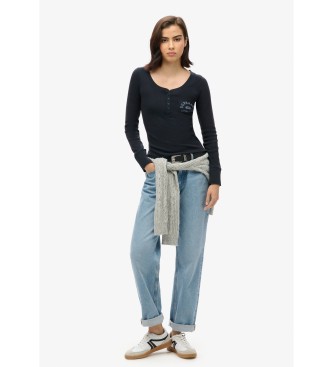 Superdry Top Athletic Button Down Ls navy