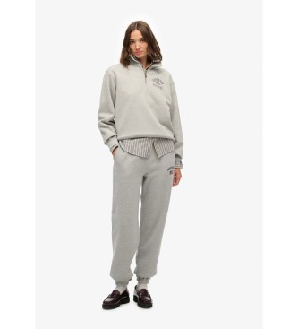 Superdry Camisola Athletic com colarinho e meio fecho, cinzenta