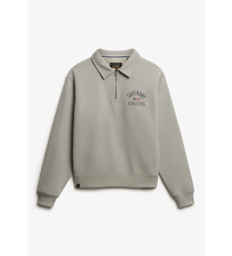 Superdry Camisola Athletic com colarinho e meio fecho, cinzenta