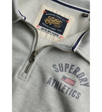 Superdry Camisola Athletic com colarinho e meio fecho, cinzenta