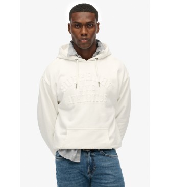 Superdry Sweatshirt Athletic Emboss Oversized Hood blanc