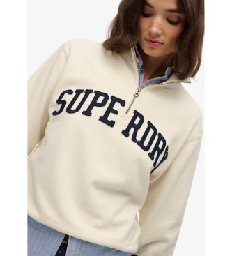 Superdry Athletic Ess Applique Half Zip Sweatshirt beżowy