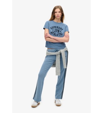 Superdry T-shirt with blue Athletic graphic  