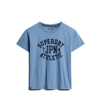 Superdry T-shirt with blue Athletic graphic  