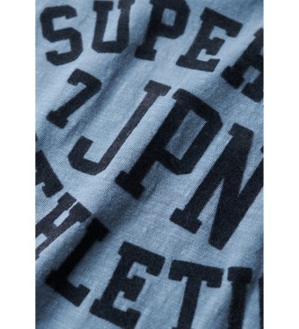 Superdry T-shirt with blue Athletic graphic  