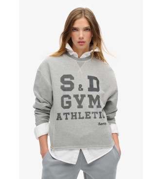 Superdry Athletic Essentials graues Sweatshirt mit Rundhalsausschnitt und loser Passform