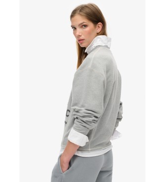 Superdry Athletic Essentials graues Sweatshirt mit Rundhalsausschnitt und loser Passform