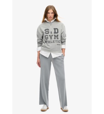 Superdry Athletic Essentials graues Sweatshirt mit Rundhalsausschnitt und loser Passform