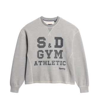 Superdry Athletic Essentials graues Sweatshirt mit Rundhalsausschnitt und loser Passform