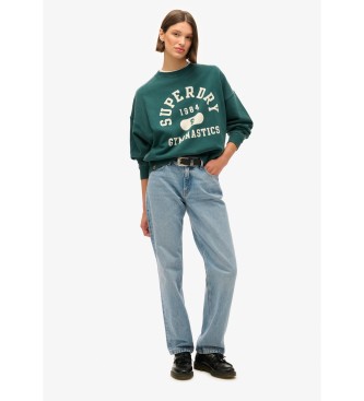 Superdry Sudadera extragrande estampada Athletic Essentials verde