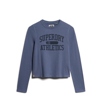 Superdry T-Shirt com corte de malha Athletic Essentials Ringer azul