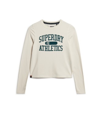 Superdry Beżowa dopasowana koszulka Athletic Essentials Ringer