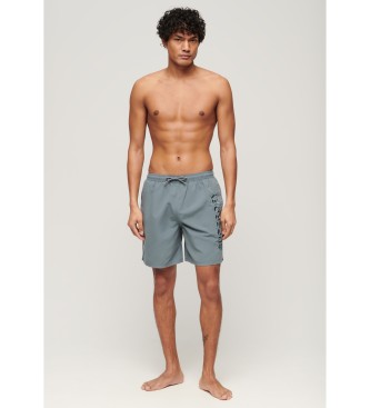 Superdry Premium embroidered swimming costume grey