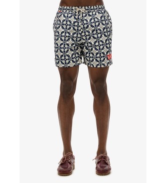 Superdry Badedragt med mosaikprint i marineblå