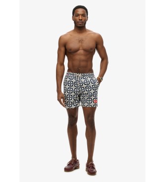 Superdry Badedragt med mosaikprint i marineblå