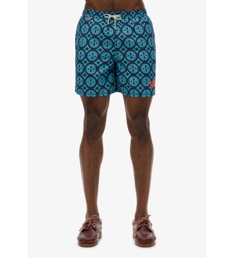 Superdry Badeanzug mit blauem Mosaikmuster