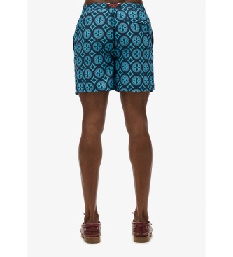 Superdry Badeanzug mit blauem Mosaikmuster