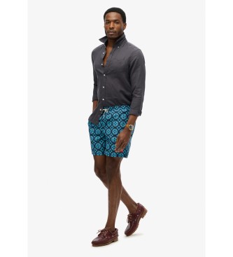 Superdry Badeanzug mit blauem Mosaikmuster