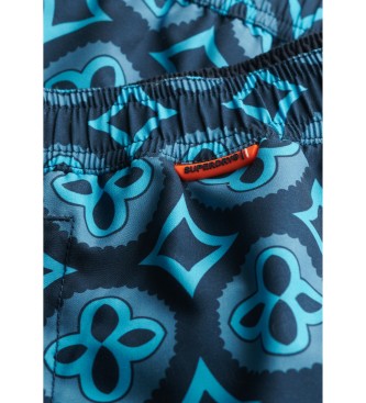 Superdry Badeanzug mit blauem Mosaikmuster