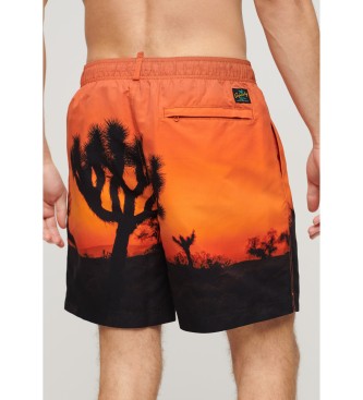 Superdry Photo print swimming costume made of recycled material orange