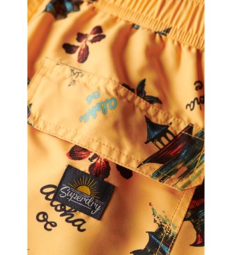 Superdry Costume da bagno con stampa hawaiana riciclata gialla