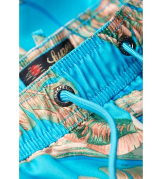 Superdry Blue Hawaiian print swim trunks