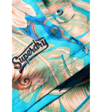 Superdry Costume da bagno blu con stampa hawaiana