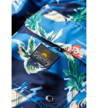 Superdry Costume da bagno blu con stampa hawaiana riciclata