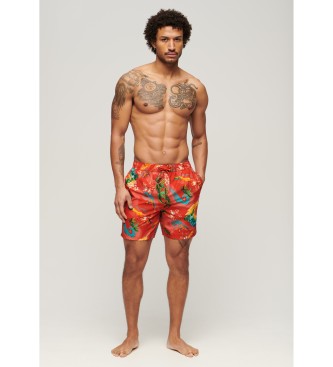 Superdry Hawaiian print swimming costume red