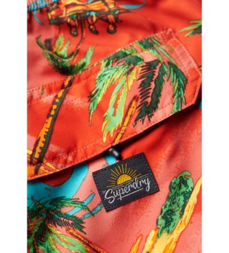Superdry Costume da bagno rosso con stampa hawaiana