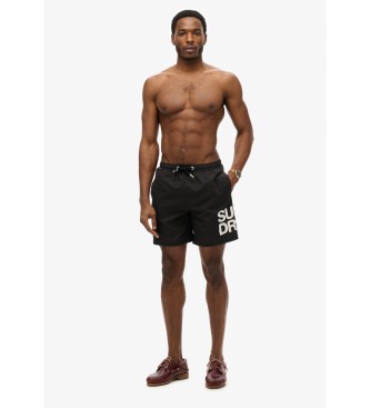 Superdry Kostium kąpielowy 43,2 cm z logo Sportswear czarny