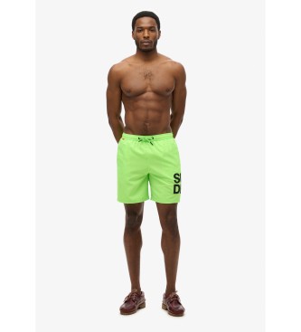 Superdry 43,2 cm plavalni kostum z zelenim logotipom Sportswear