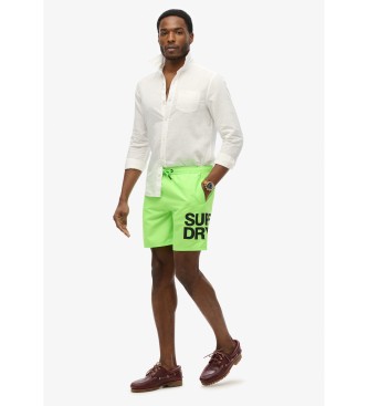 Superdry 43,2 cm plavalni kostum z zelenim logotipom Sportswear