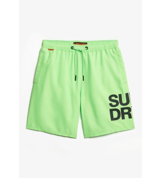 Superdry 43,2 cm plavalni kostum z zelenim logotipom Sportswear