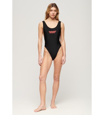 Superdry Stretch swimming costume with plunging back black