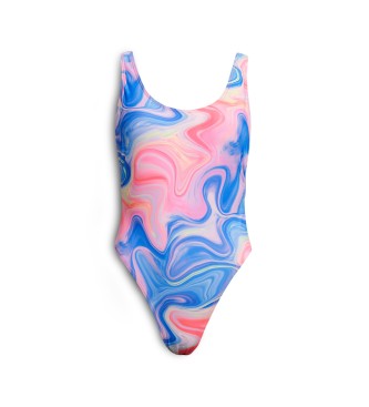 Superdry Printed swimming costume with multicoloured plunging back