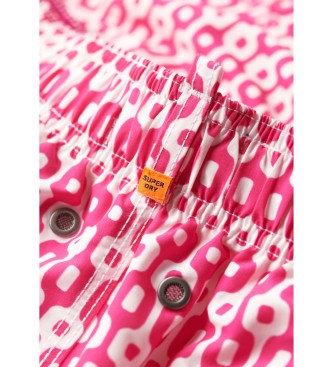 Superdry Costume da bagno stampato realizzato in materiale riciclato rosa