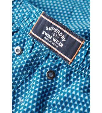 Superdry Niebieski kostium kąpielowy z nadrukiem wykonany z materiału pochodzącego z recyklingu