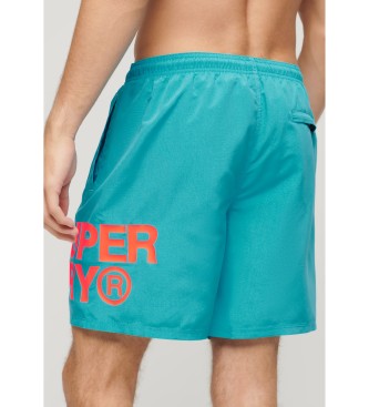 Superdry Športni plavalni kostum z logotipom iz recikliranega materiala, modri