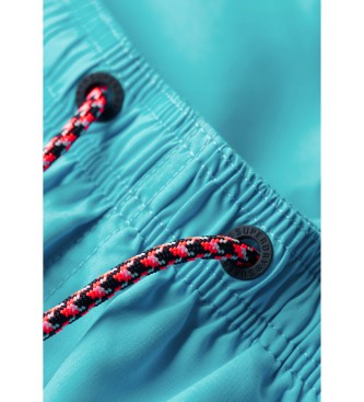 Superdry Športni plavalni kostum z logotipom iz recikliranega materiala, modri