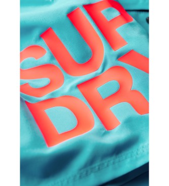Superdry Športni plavalni kostum z logotipom iz recikliranega materiala, modri